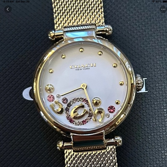 Coach Accessories - NWT Coach Cary Watch With 34mm Silver White Face & Golden MeshBracelet